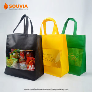 Tote bag mika untuk tas hampers lebaran dapat dijadikan tas seminar dengan tema makanan