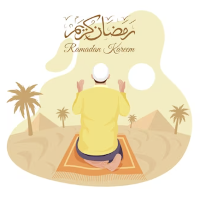 Ilustrasi pemuda sedang berdoa adalah salah satu amalan di bulan ramadan